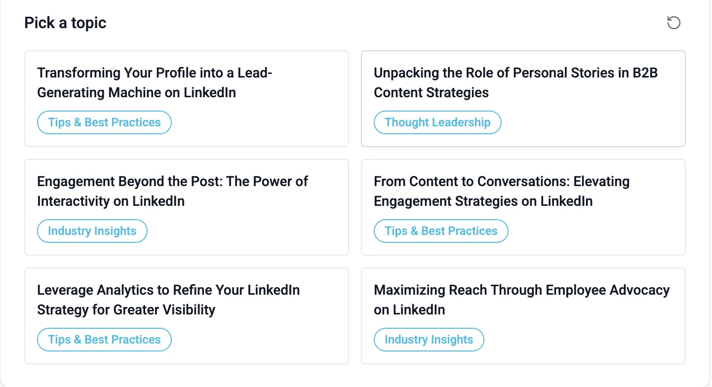 Topic suggestions in MediaPilot