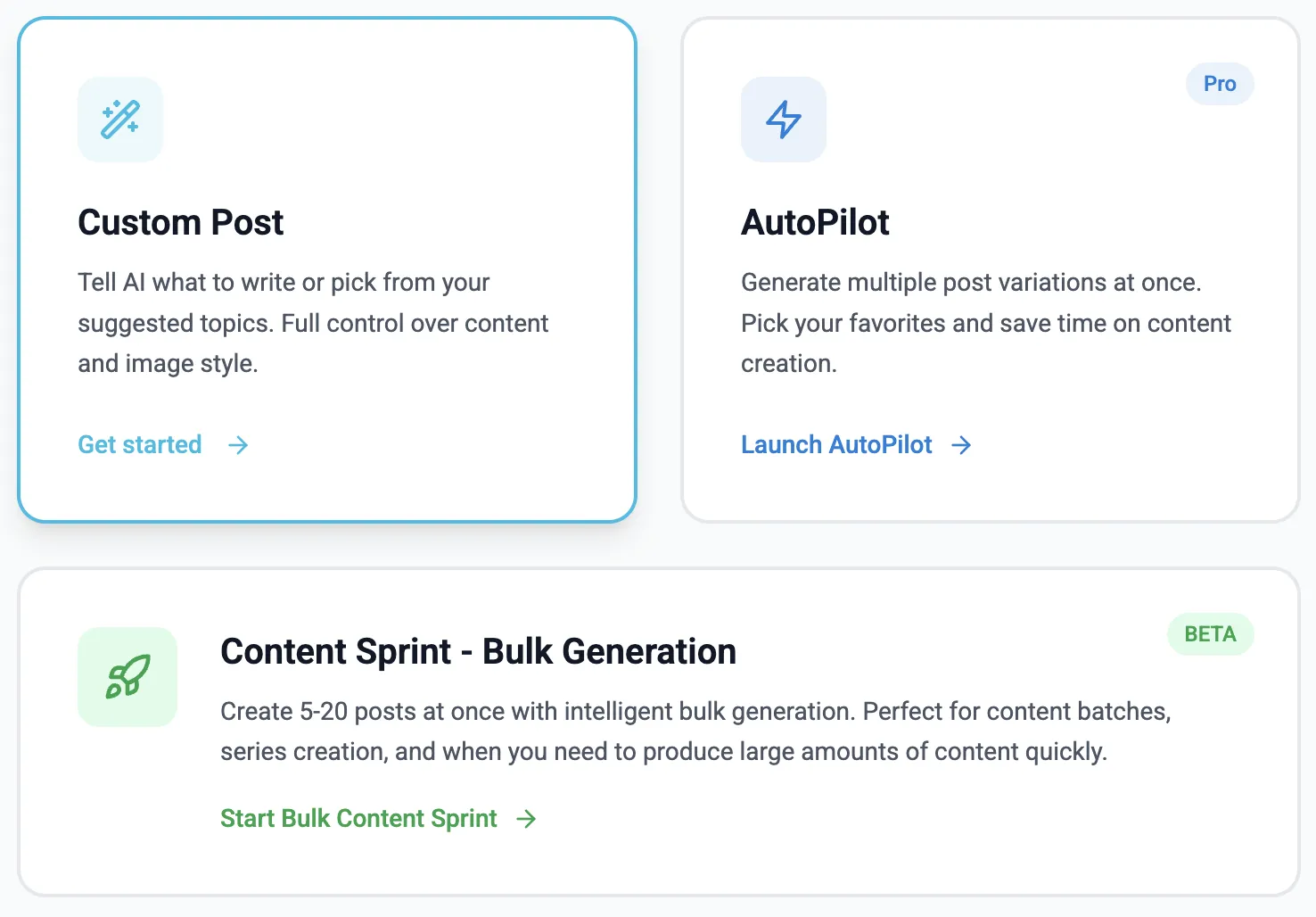 MediaPilot: choose how to create a post